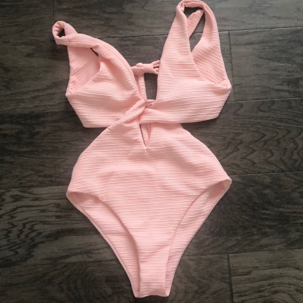 CUPSHE Solid Pink High Waisted One-Piece Swimsuit